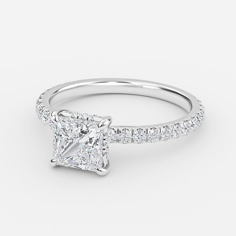 Siobhan Princess Hidden Halo Moissanite Engagement Ring