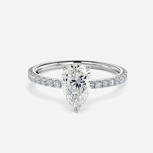 Liviana Pear Hidden Halo Moissanite Engagement Ring