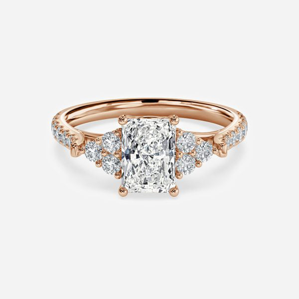 Galatea Radiant Three Stone Moissanite Engagement Ring