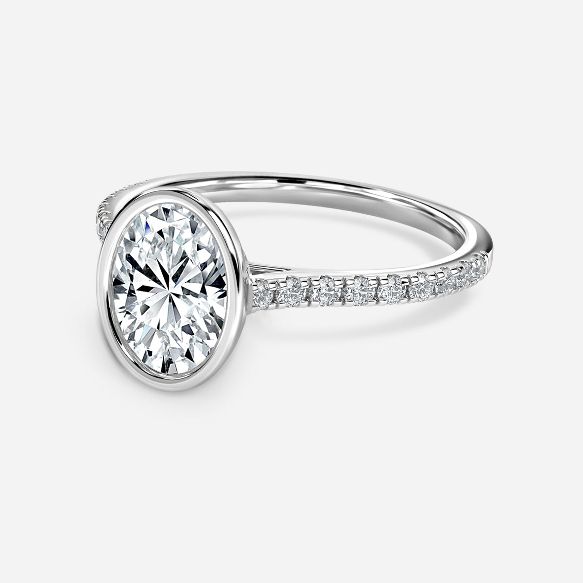 Arabella Oval Diamond Band Moissanite Engagement Ring