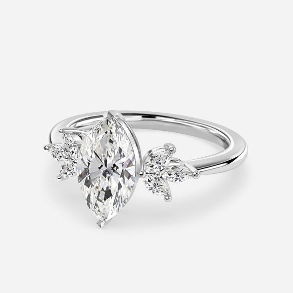 Anong Marquise Three Stone Moissanite Engagement Ring