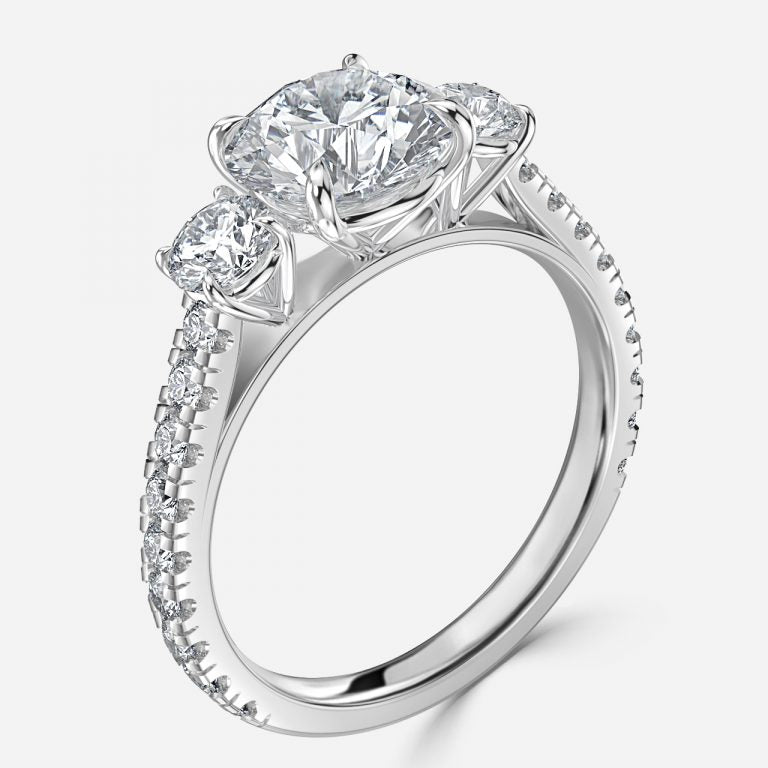 Oriana Round Three Stone Moissanite Engagement Ring