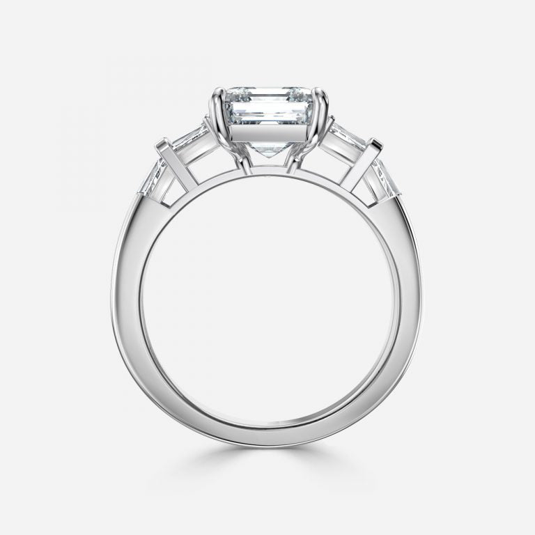 Maida Asscher Three Stone Moissanite Engagement Ring