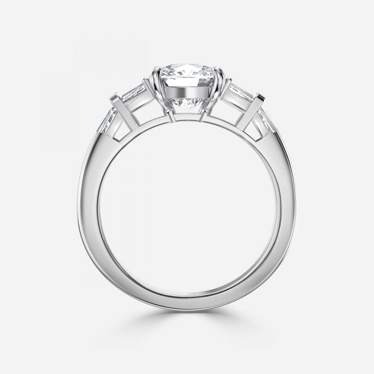 Maida Cushion Three Stone Moissanite Engagement Ring