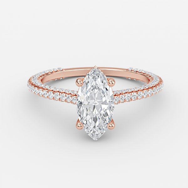 Kalaya Marquise Hidden Halo Moissanite Engagement Ring