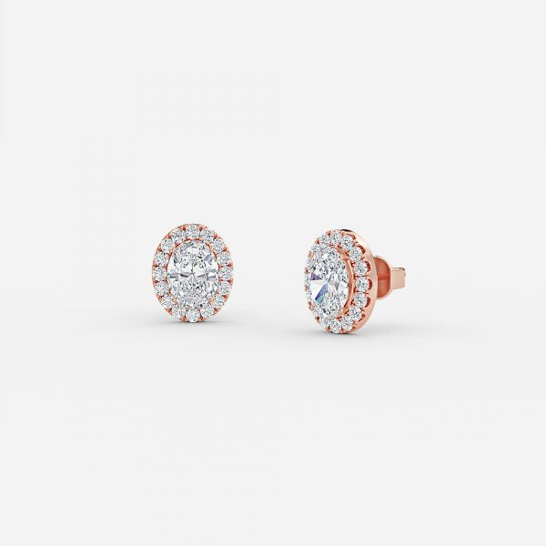 Oval Moissanite Halo Earrings