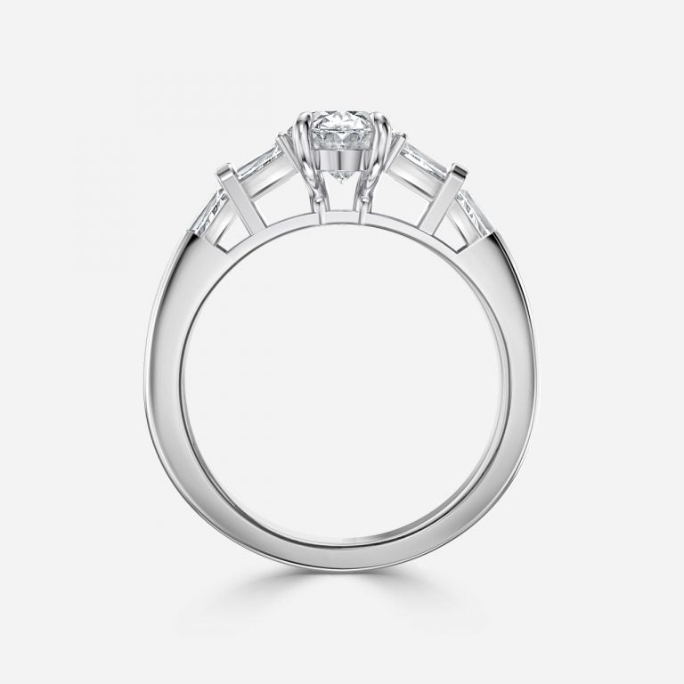 Maida Oval Three Stone Moissanite Engagement Ring