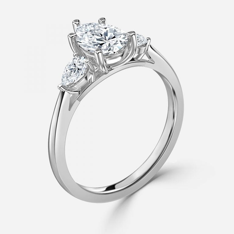 Melati Pear Three Stone Moissanite Engagement Ring