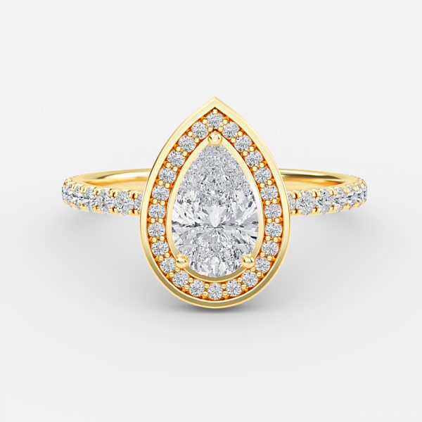 Kassia Pear Halo Moissanite Engagement Ring