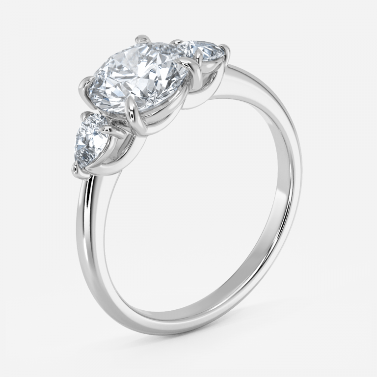 Verity Round Three Stone Moissanite Engagement Ring