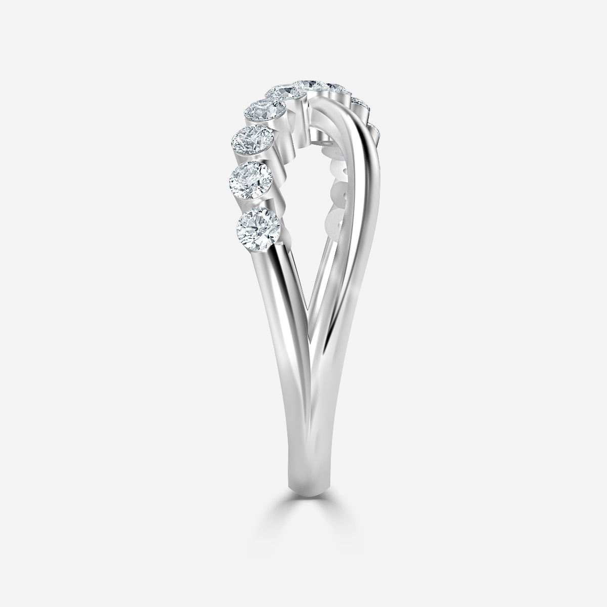 Fusion Shared Prong Moissanite Wedding Ring