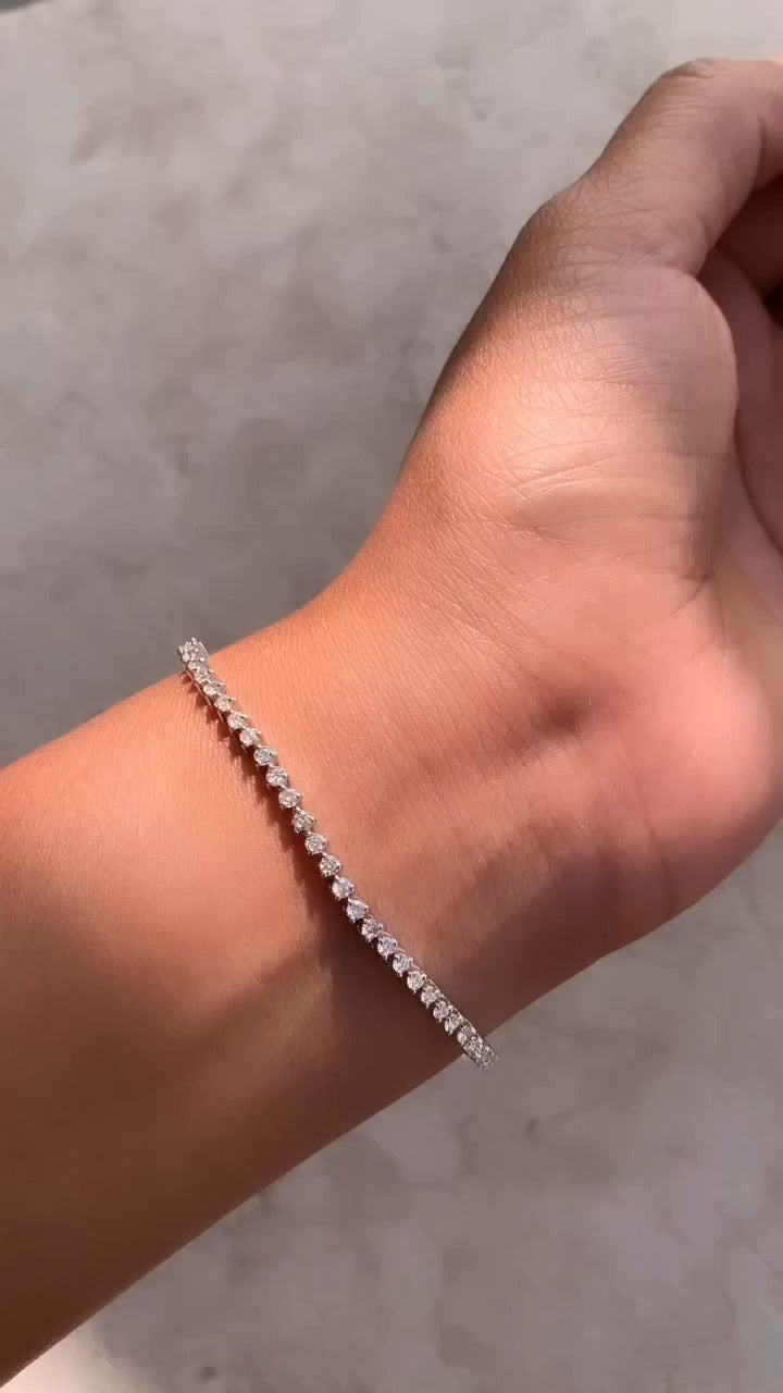 3 Prong Round Moissanite Tennis Bracelet