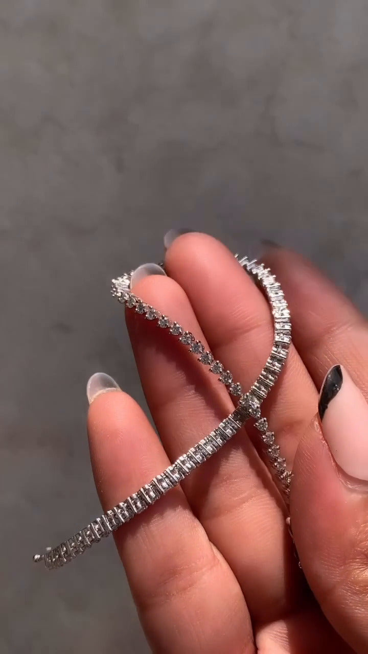 3 Prong Round Moissanite Tennis Bracelet