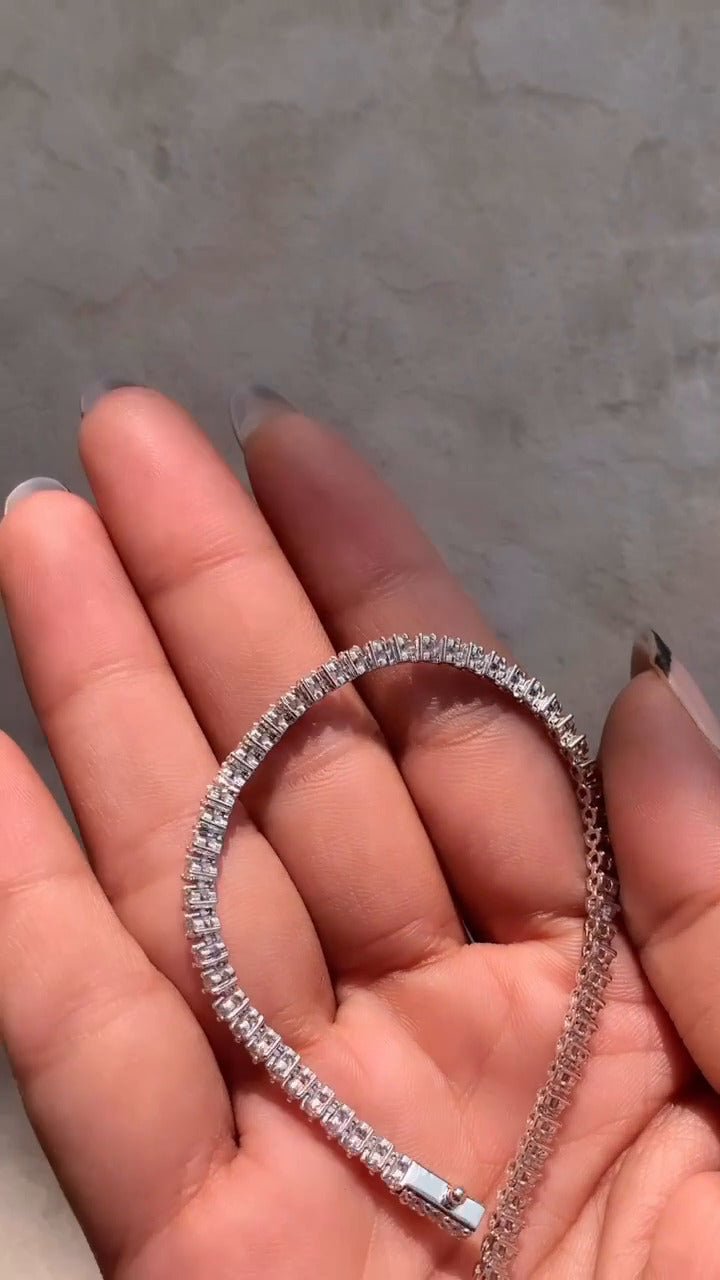 3 Prong Round Moissanite Tennis Bracelet