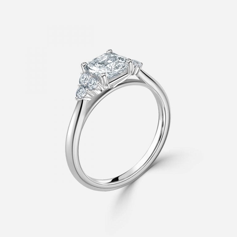 Aviva Asscher Cluster Moissanite Engagement Ring