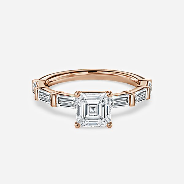 Lark Asscher Diamond Band Moissanite Engagement Ring