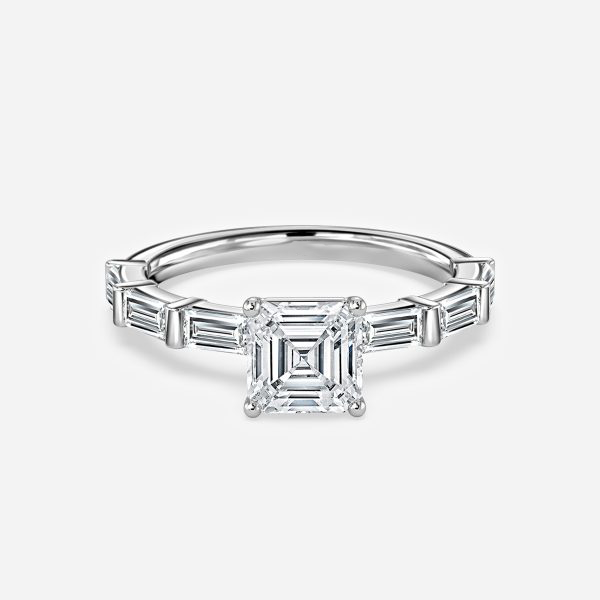 Lark Asscher Diamond Band Moissanite Engagement Ring