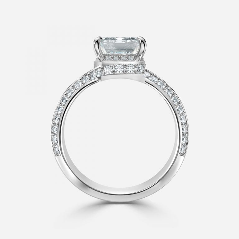 Bellatrix Asscher Hidden Halo Moissanite Engagement Ring