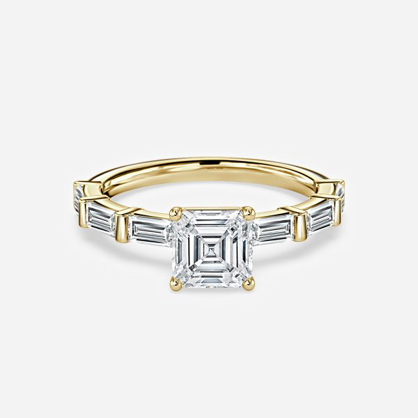 Lark Asscher Diamond Band Moissanite Engagement Ring