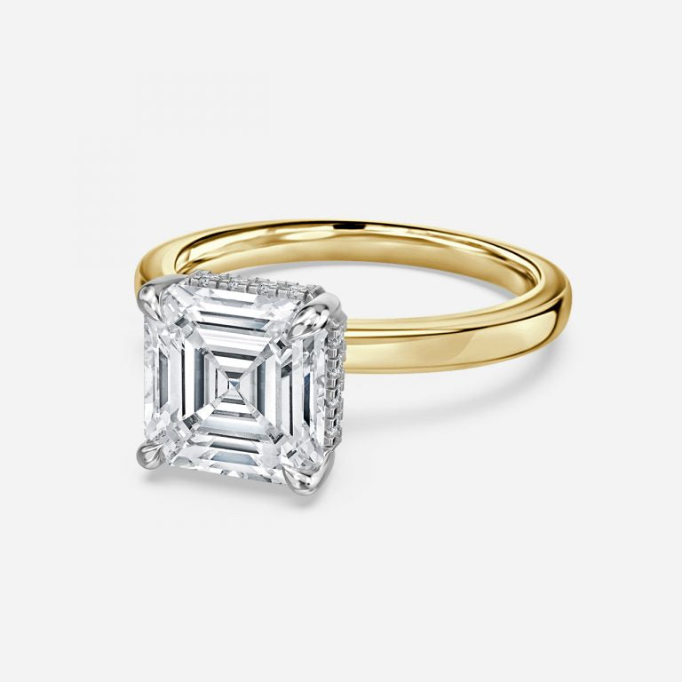 Penelope Asscher Hidden Halo Moissanite Engagement Ring