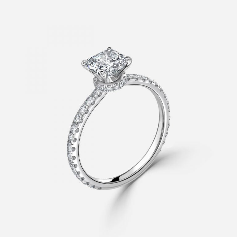 Astrid Asscher Hidden Halo Moissanite Engagement Ring