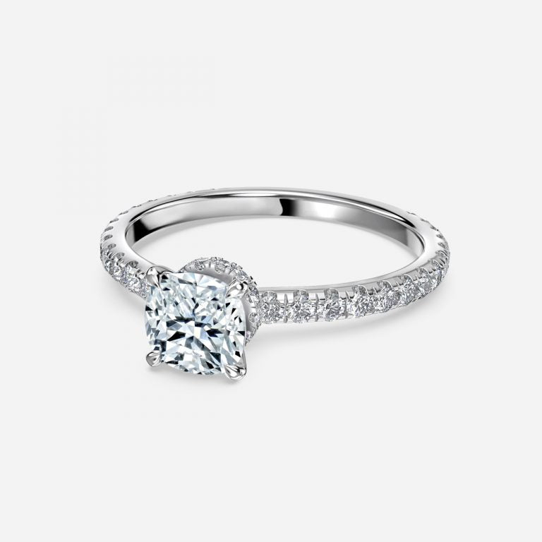 Astrid Cushion Hidden Halo Moissanite Engagement Ring