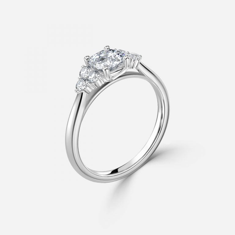 Aviva Cushion Cluster Moissanite Engagement Ring