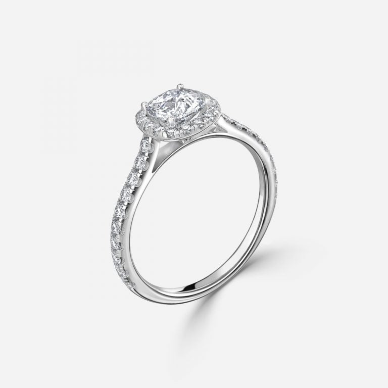 Joliette Cushion Halo Moissanite Engagement Ring