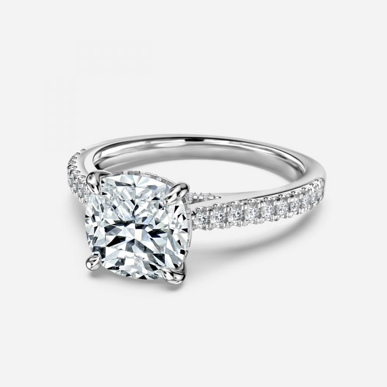 Yvette Cushion Hidden Halo Moissanite Engagement Ring