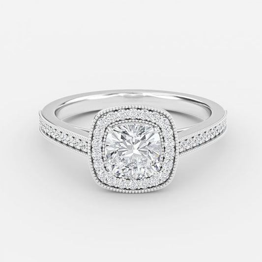 Haven Cushion Halo Moissanite Engagement Ring