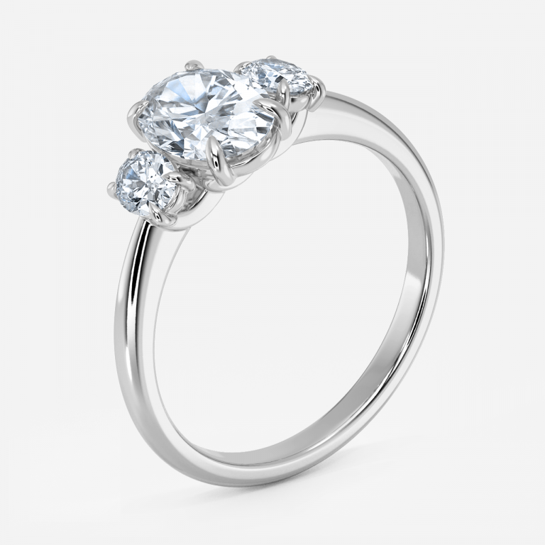 Saskia Oval Three Stone Moissanite Engagement Ring