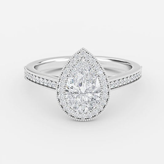 Haven Pear Halo Moissanite Engagement Ring