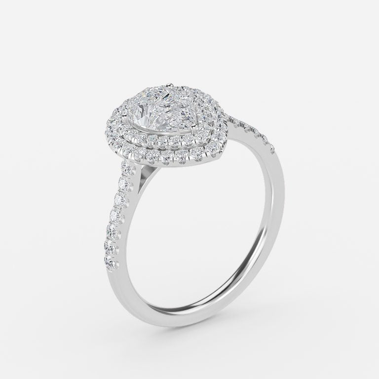 Linnea Pear Halo Moissanite Engagement Ring