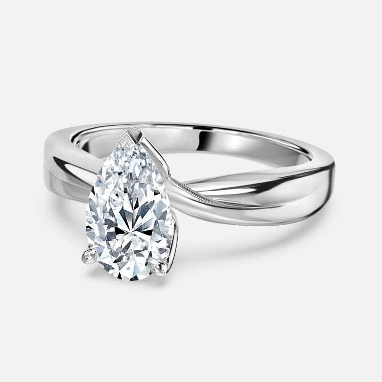 Yvette Pear Hidden Halo Moissanite Engagement Ring