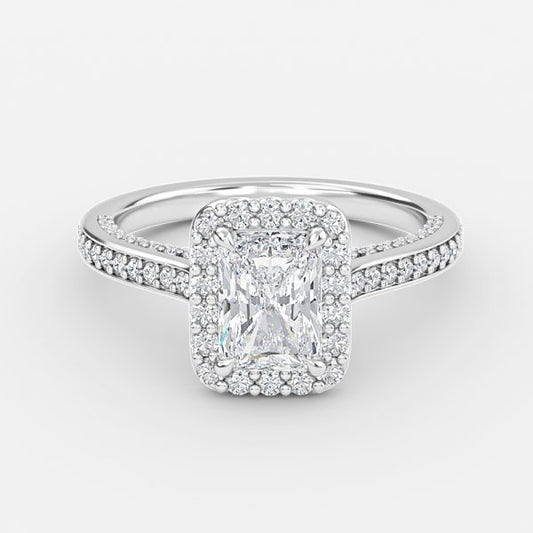 Clementine Radiant Halo Moissanite Engagement Ring