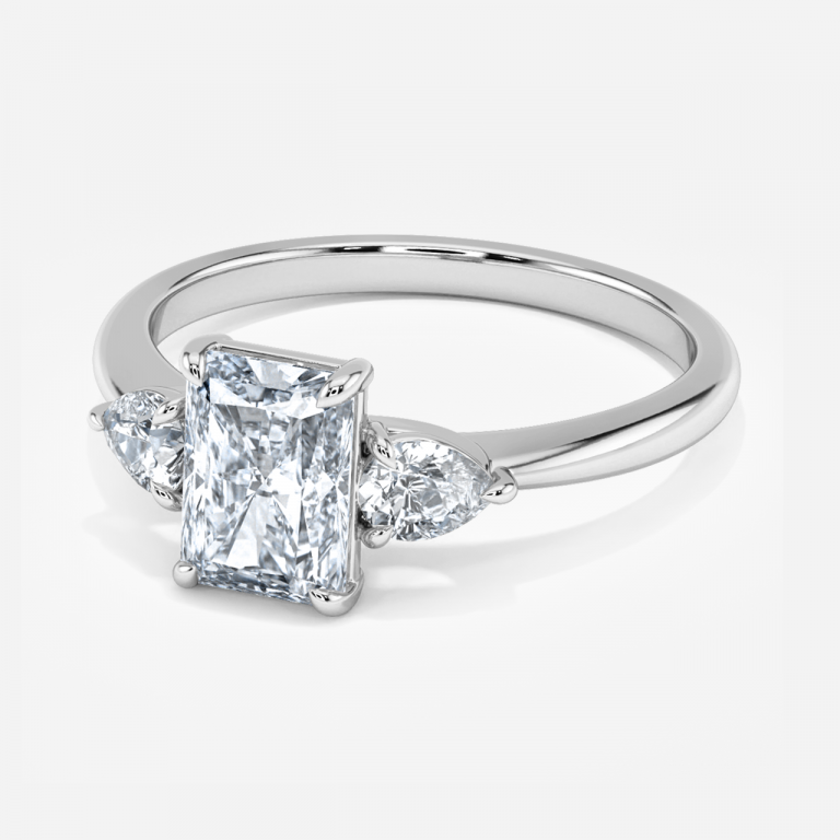 Verity Radiant Three Stone Moissanite Engagement Ring