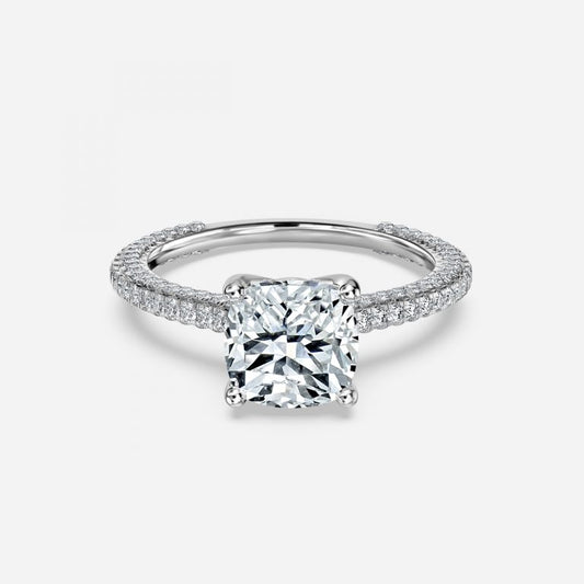 Kalaya Cushion Hidden Halo Moissanite Engagement Ring