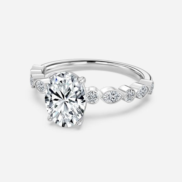 Pailin Oval Unique Moissanite Engagement Ring