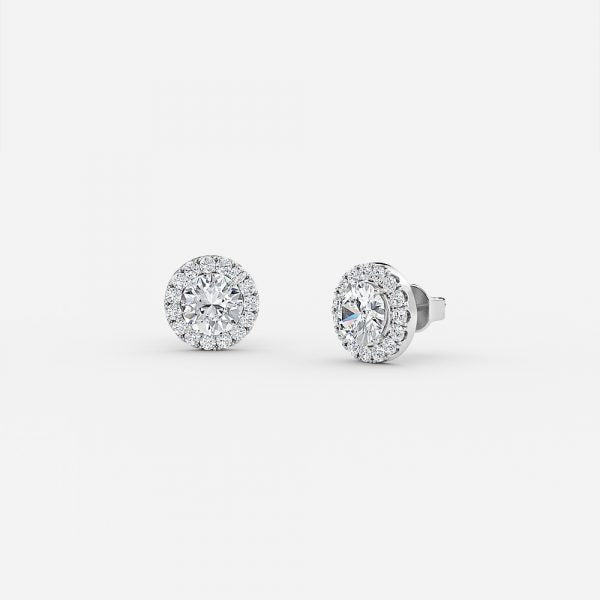 Round Moissanite Halo Earrings