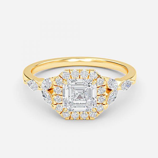 Jacinta Asscher Halo Moissanite Engagement Ring