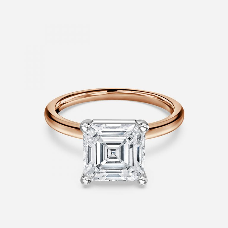 Magalie Asscher Two Tone Solitaire Moissanite Engagement Ring