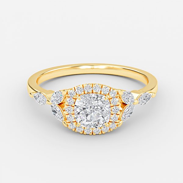 Jacinta Cushion Halo Moissanite Engagement Ring