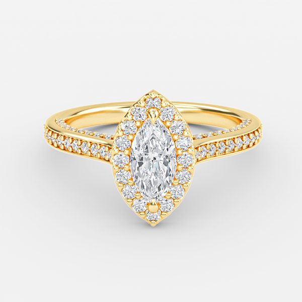 Clementine Marquise Halo Moissanite Engagement Ring