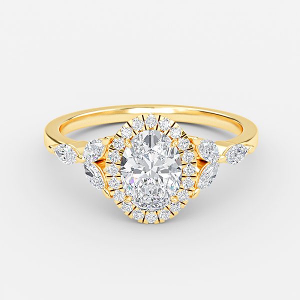 Jacinta Oval Halo Moissanite Engagement Ring