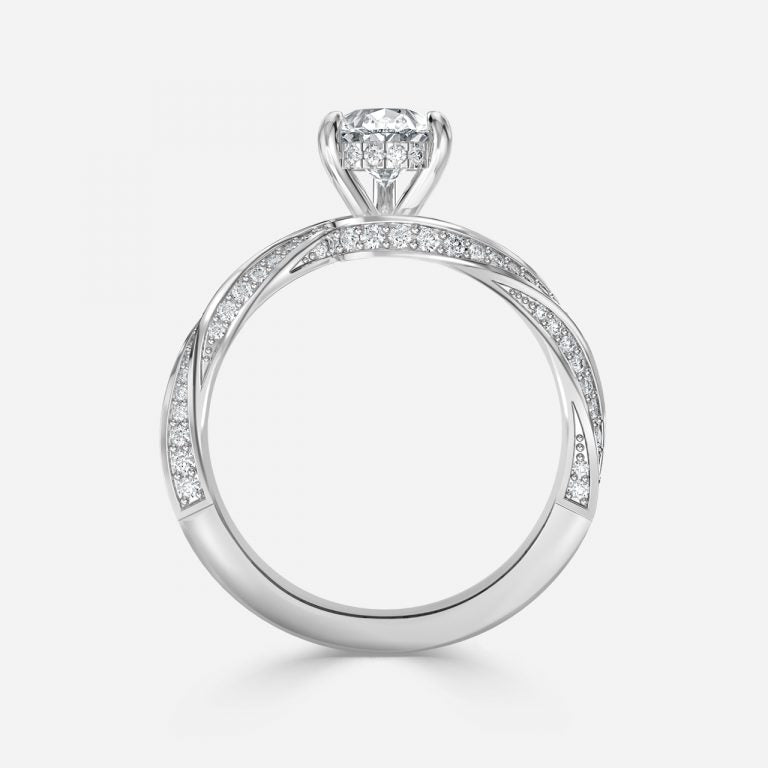 Weston Pear Hidden Halo Moissanite Engagement Ring