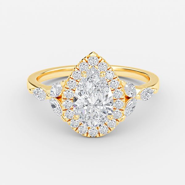 Jacinta Pear Halo Moissanite Engagement Ring