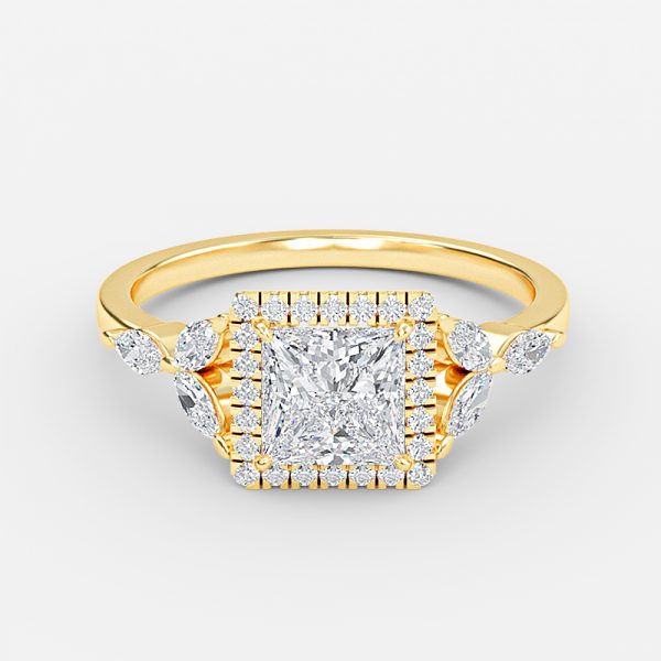 Jacinta Princess Halo Moissanite Engagement Ring