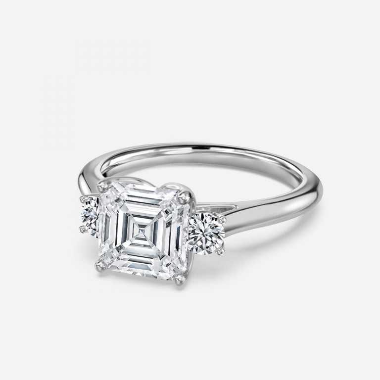 Myra Asscher Three Stone Moissanite Engagement Ring