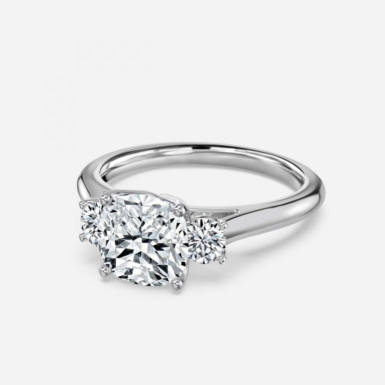 Myra Cushion Three Stone Moissanite Engagement Ring