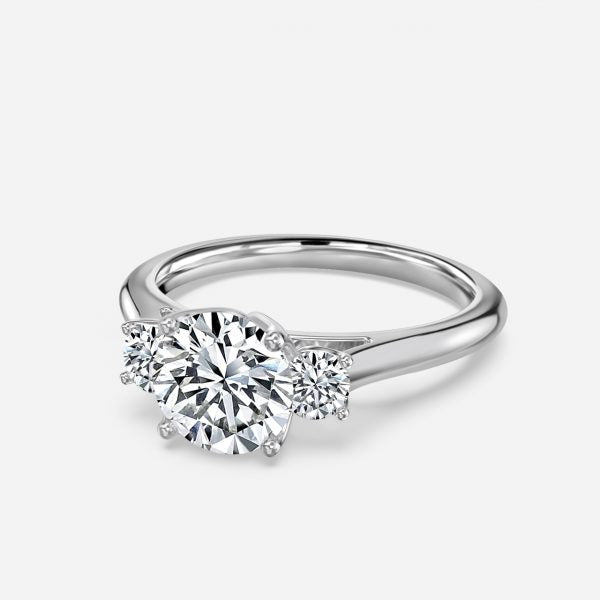 Myra Round Three Stone Moissanite Engagement Ring